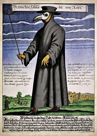 Доктор за кугу. Упркос општеприхваћеном уверењу, ова минијатура не потиче из времена “црне смрти”, већ је из 17. века